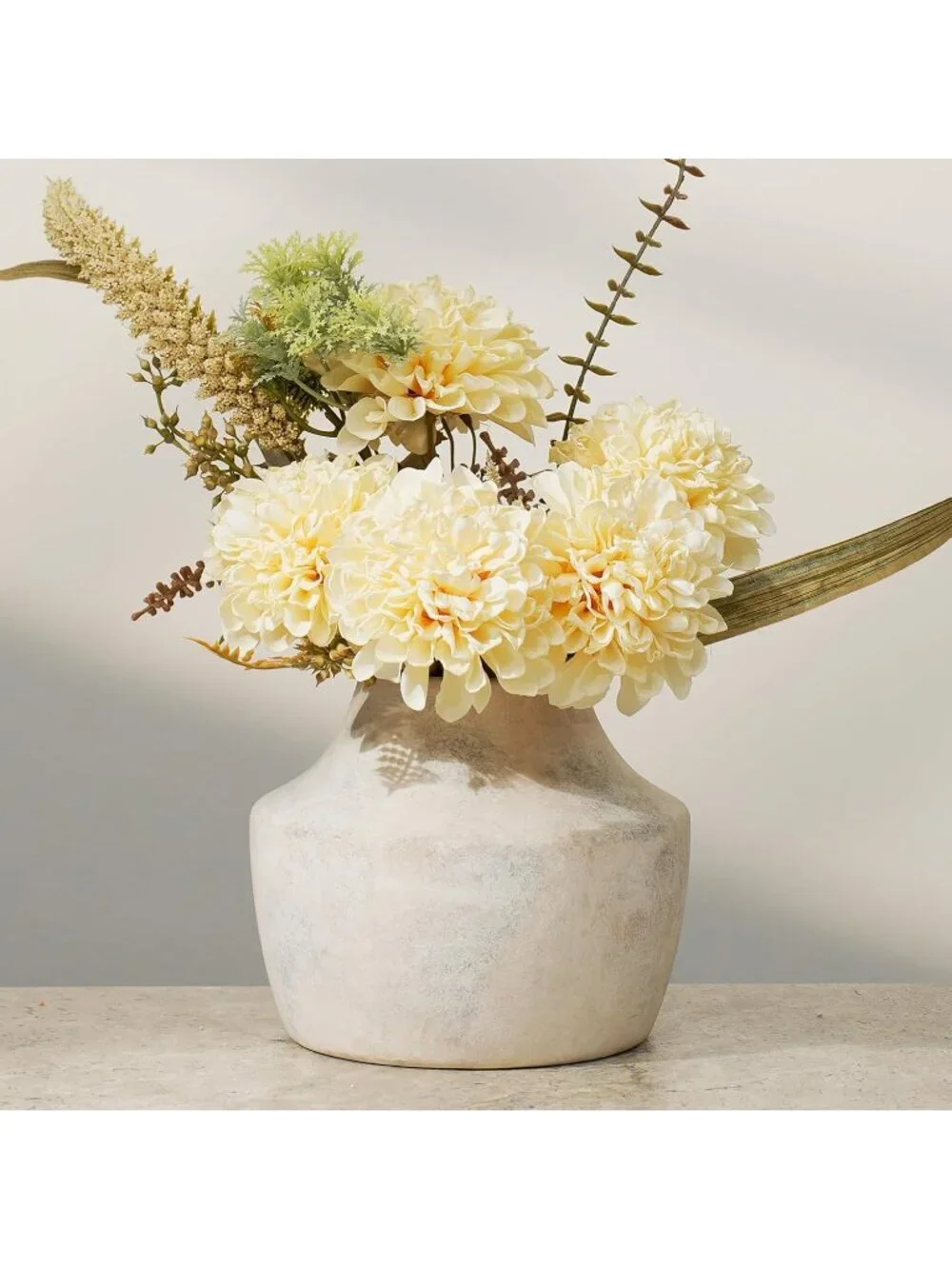 5.3 Inch Small Matte White Ceramic Farmhouse Vase With Handles For Living Room